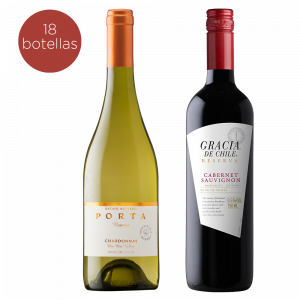 Pack Vino Porta Reserva Chardonnay + 12 Botellas Edición Especial Gracia Reserva Cabernet Sauvignon <br>45% OFF