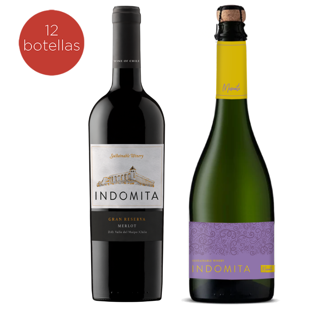 Pack Vino Indómita Gran Reserva Merlot + Espumante Moscato <br>39% off